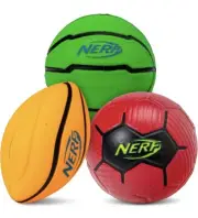 NERF MICRO Foam Sports Ball Set, Foam Micro Football, Soccer Ball, & Basketball