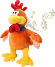 Musical Squawking Chicken Stuffed Animal Walking Singing Waving Rooster Fun Electronic Interactive Animation Plush Toys Gifts For Kids