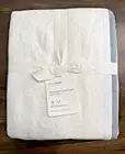 POTTERY BARN BELGIAN FLAX LINEN CONTRAST DUVET COVER FULL/QUEEN ~ WHITE/CHAMBRAY
