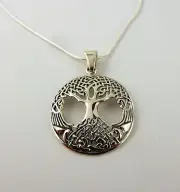 Unisex Sterling silver Tree of Life w/ Celtic Knots pendant on chain