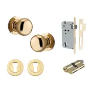 Iver Cambridge Door Knob on Round Rose Entrance Kit Key/Key
