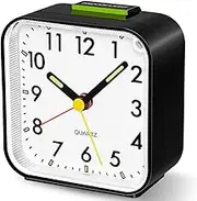 Neucox Battery Alarm Clock Bedside Non Ticking Silent Desk Clock Simple Table Analogue Clocks Nightlight Luminous Hands for Bedrooms Office Outdoors Heavy Sleepers