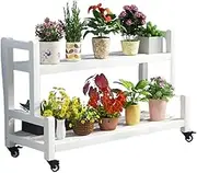 2 Tier Metal Plant Stand with Wheels, Indoor Outdoor 21.7in Tall Corner Rolling Ladder Plant Stand for Multiple Plants, Ladder Plant Holder Plant Pot Stand for Garden Balcony Living Room
