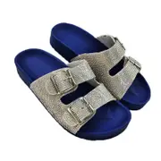 Catzon Women's Starlight Sequined Flat Slippers Cascual Shoes-Blue