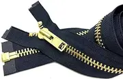 (80cm) - Zipperstop Wholesale YKK - Extra Heavy Duty Jacket Zipper YKK 10 Brass- Metal Teeth Separating -Chaps Zippers for Crafter's Special Colour Navy 560 Made in USA -Custom Length (80cm)