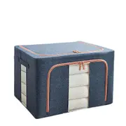 Foldable Storage Box Crushed Steel Frame Clothes Quilt Toys Organizer - Navy