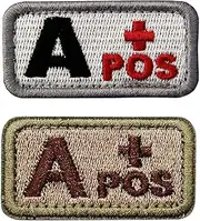 [Minason] 2 Pack Tactical Blood Type A+ Positive Hook Loop Patch,Embroidered Military Navy Army Badge for Outdoors Patches 2x1 inch
