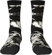 [EdWal] Soft Black and White Marble Texture print Moisture Wicking Socks Sports Socks for Men and Women Warm thermal Boot Hiking Socks