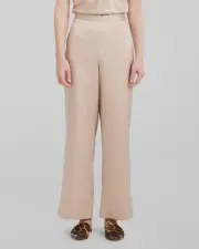 Natori Women's Beige Satin Mid-Rise Glamour Lounge Pants Sleepwear Size XS