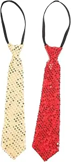 [Yardenfun] 2Pcs Glitter Necktie Costume Accessory for Men Uniform Necktie for Stage Performance Chic Skin Friendly Design Easy to Clean Fits