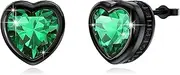 [YueYuan] Viking Earrings 925 Sterling Silver Nordic Viking Jewellery Viking Runes Earrings for Men Gifts Women Gifts Shape: Heart Colour: Green, one size, Sterling Silver, Cubic Zirconia