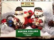 DEBBIE MUMM WINTER FOLLIES SNOWPEOPLE SUGAR & CREAMER NEW SAKURA MIB