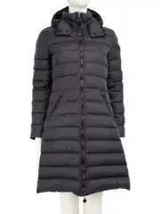 Navy Long Detachable Hood Coat