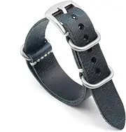 [ALMVIS] NATO Strap Leather Watchband 20mm 22mm 24mm Vintage Strap for Men Women Wristbands Watch Replacement(Dark Blue-S Buckle,22mm)