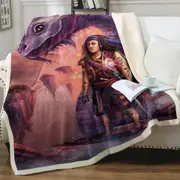 Dragon and Thrakos Cool Fantasy Art Throw Blanket