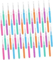 SOPOTUTU 50pcs Interdental Brush Flosser for Toothpick Cleaning Care Tool Set Soft Bristles Oral Care Kit in 5 Colors (orange Blue Green Purple Pink)