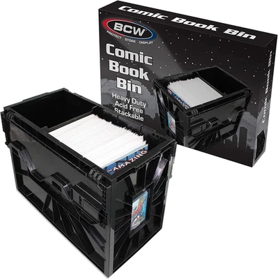 Comic Bin, Black - Holds 150 Comics, Acid Free Storage and Organizer