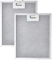 Amazinpure 2X 300 x 250 mm Cooker Hood Metal Mesh Filter Compatible with Bosch Neff Siemens De Dietrich Gorenje Logik SMEG Whirlpool Candy Range Hood Extractor Fan Vent, Silver