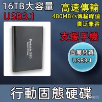 在飛比找蝦皮購物優惠-【台灣優選】16TB大容量行動硬碟 固態硬盤 高速SSD移動