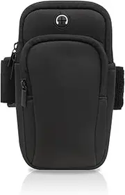 Running Armband, Diving Cloth Running Phone Holder Running Accessories for Men and Women, Dual Pockets Phone Arm Band for Running, Cycling, Mountaineering (black)