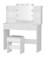 [Artiss] 10 Led Bulbs Dressing Table Set with Stool in White Dulcea
