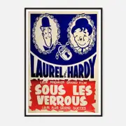 Galrie Laurel and Hardy Vintage Movie Poster Art Print - 'Sous Les Verrous' Cinema Decor, Black Frame, 50 x 70cm (20 x 28inch)