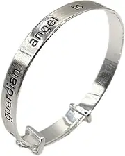 Equilibrium Silver Plated Guardian Angel Baby Bangle Christening Gift, Silver