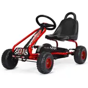 Babyjoy Pedal Powered Go Karts Outdoor Ride On Toys Racing Car w/Adjustable Seat & Non-slip Wheels Red