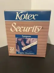 Vtg 1989 Kotex Security Tampons Regular Sealed Box 22 Plastic Applicator New NOS