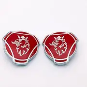 2 Pieces Red With Silver Griffin Logo Fits For Scania Truck Car Front Grille Emblem Badge 1401610