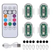 4PCS LED Aircraft Warning Strobe Lights USB Chargeable Bike Drone+Remote Control