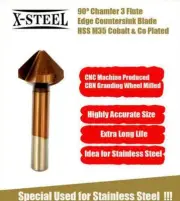 HSS M35 Cobalt 3 Flute Countersink Drill-Bit 90 Degree Chamfering for Stainless
