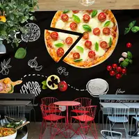 在飛比找樂天市場購物網優惠-美食咖啡館奶茶小吃店壁紙3D手繪黑板涂鴉漢堡披薩墻紙西餐廳壁