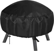 Outdoor round Fire Pit Covers for 36 38 Inch, 600D Waterproof Wood Burning Fire