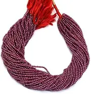 [Jaipur Gems Mart] Natural Ruby 2mm-2.5mm Micro Faceted Beads | 13inch Strand | AAA+ Ruby Precious Gemstone Rondelle Faceted Loose Beads for Jewelry Making Pack of 5, Stone, Ruby