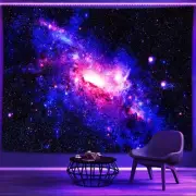 Black Light Posters for Adults, Galaxy Tapestry Trippy Space Wall Star Purple...