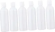 DEARMAMY 6Pcs Portable Travel Bottles with Press Type Lid Leak Cosmetic Containers for Shampoo Lotion for Travel Toiletries Compact Easy to Clean White