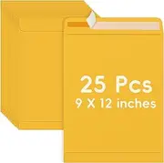 25 Pack 9 x 12 Catalog Mailing Envelopes, 28lb Self-Seal Brown Kraft Manilla Envelopes for Mailing, Organize, storage, Home, Office Business