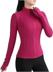 [ZTRZHCHYA] Women's Sports Fitness Long Sleeve Standing Collar Yoga Running Slim Top Breathable Dry Gym Training Clothes