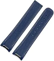 [ALMVIS] 20mm Watchband Curved End Silicone Watch Band with Metal Fit for Omega Rubber Strap Seamaster 300 Aqua Terra AT150 8900 Tools(2,Gold Buckle)