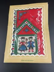 Vintage Swiss Folk Art Placemat Napkin Coaster Set of 2