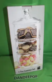 Amici 3 Tier Stacking Clear Glass Canister Set 185 Ounce Capacity In Box