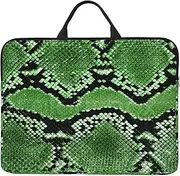 Green Snakeskin Print Stylish 14in Polyester Laptop Bag Carry Laptop Bag With Water-Resistant Feature, Black, One Size