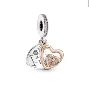 *BRAND NEW* Pandora Two-tone Entwined Infinite Hearts Double Charm 781020C01