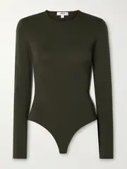 [AGOLDE] AGOLDE - Aura Stretch-jersey Thong Bodysuit - Army green - medium medium Green