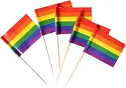 Pride Rainbow Flag Rainbow Toothpick Flags, Small Mini LGBTQ+ Gay Cupcake Toppers Stick flags - Rainbow Mardi Gras Events Party Cocktail Fruit Decoration (50)
