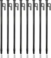 8 Pcs Tent Pegs Metal Heavy Duty, 30cm Tent Pegs with Hooks and Holes for Outdoor Trips, Hiking, Camping, Gardening