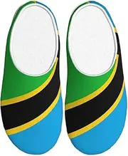 [EdWal] Tanzania Flag print Winter Warm Slippers Indoor Anti-skid Plush Slippers Relaxing at Home for Women Men