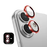 ZUSLAB Apple iPhone 16 Camera Lens Protector, 9H Tempered Glass Camera Cover Screen Protector Metal Individual Ring (2024) - Red