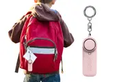 Self Defense Alarm Keychain with Mini Emergency LED Flashlight-Pink